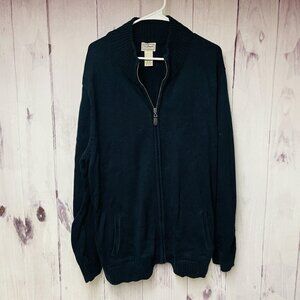 LL Bean Dark Blue Waffle Sweater Knit Mens 2XL Full Zip